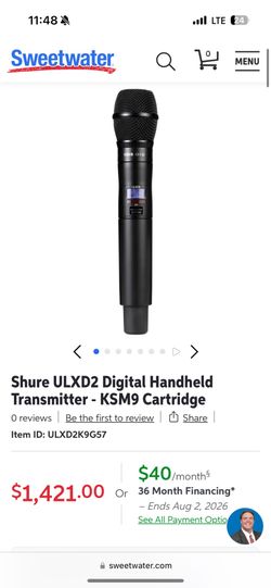 Shure ULXD2 Digital Handheld Transmitter - KSM9 Cartridge