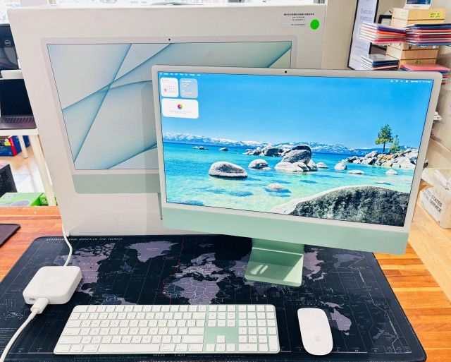 Apple iMac 24” Green M1 2021 16GB RAM 512GB (4 Ports) With Matching Apple Keyboard and Mouse In BOX