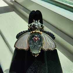 Barbara Bixby Skull & Bee Mop/Gemstone Ring
