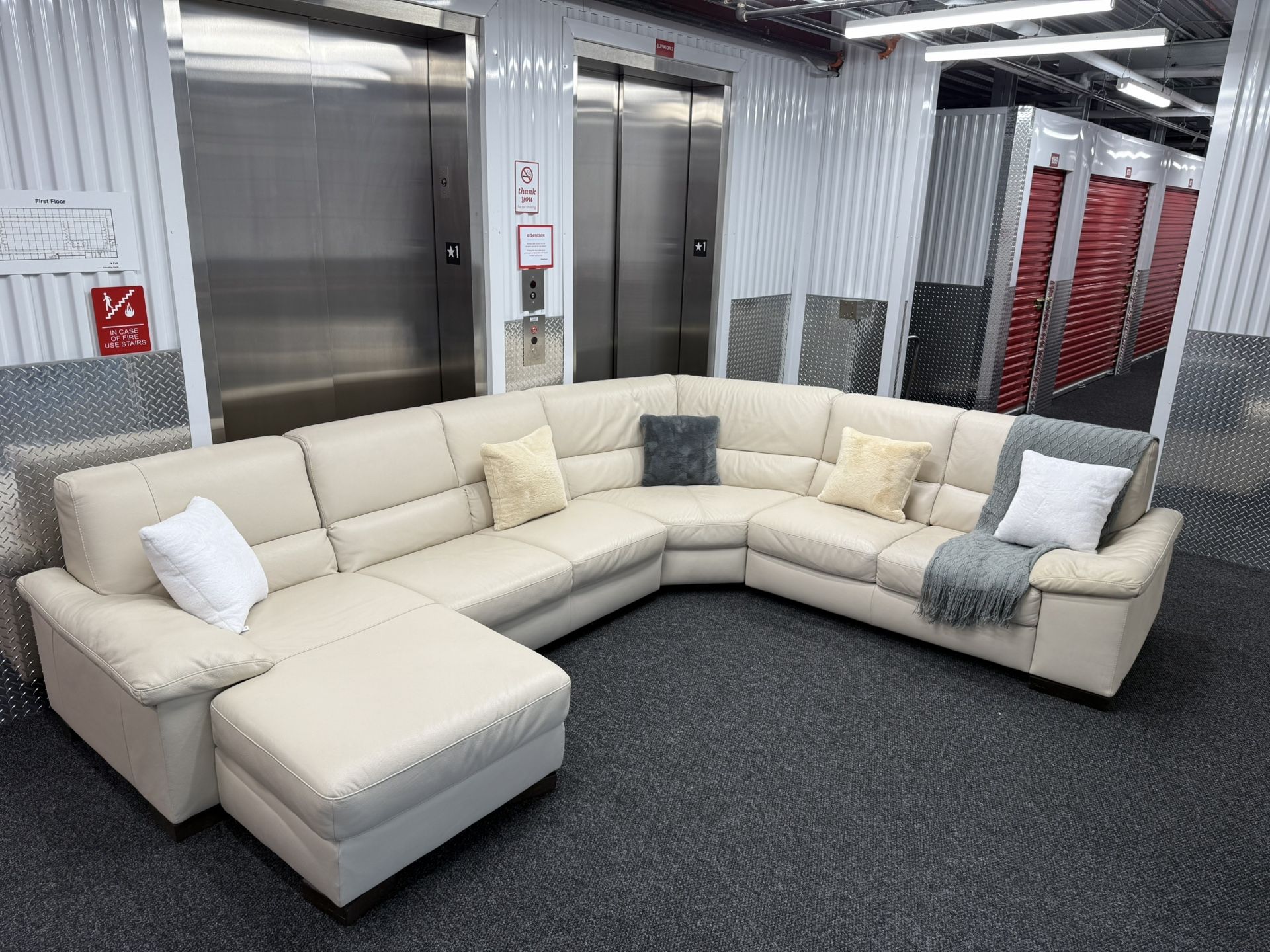 Italsofa White Leather Sectional Couch