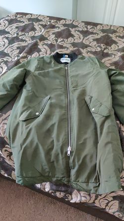 Olive H&M Oversized Long Bomber Jacket