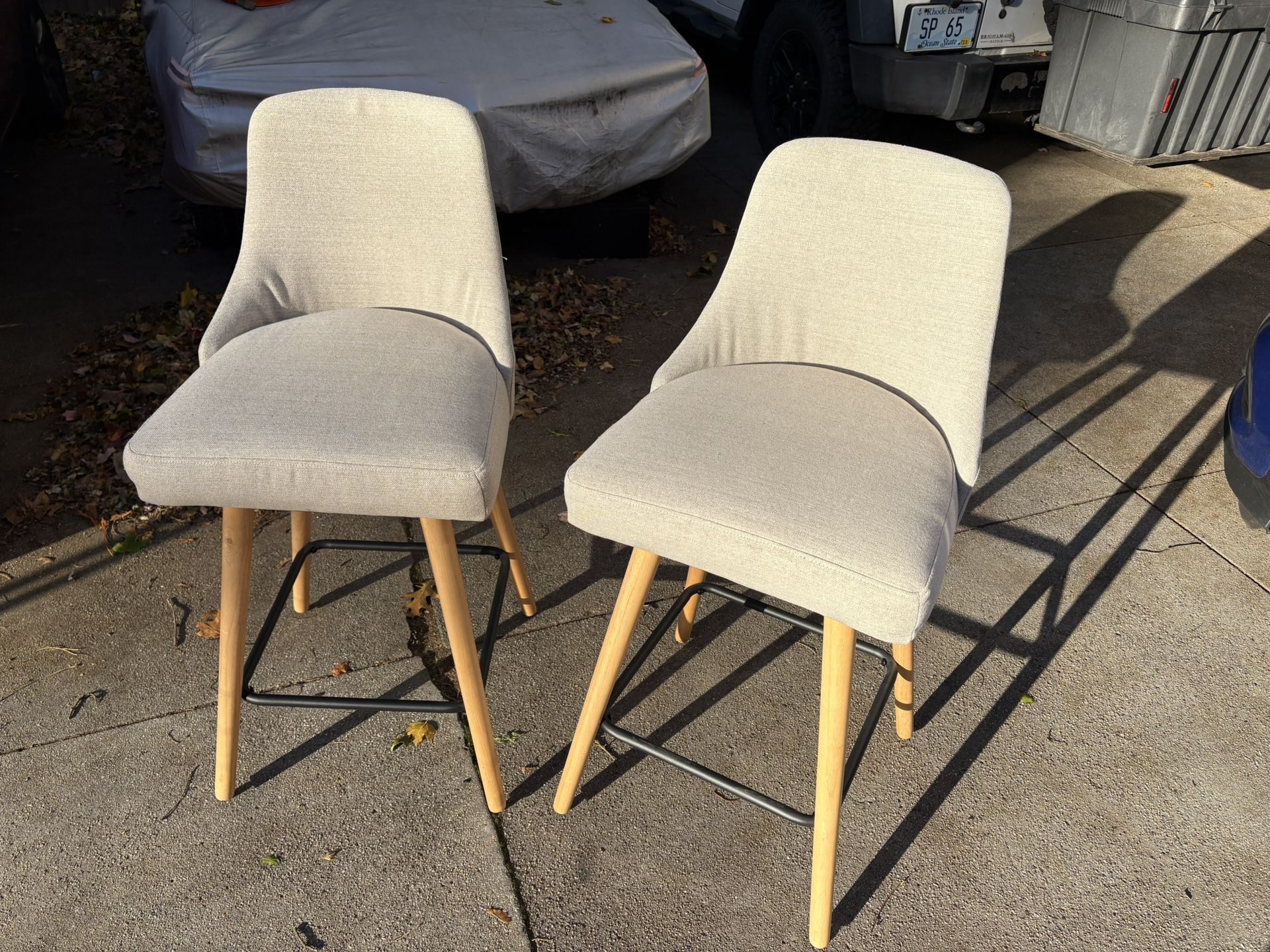 Barstools with Back - Stylewell 30 inch Benfield Biscuit - Walnut + Beige Upholstered Bar Stools