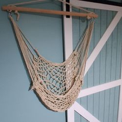 wooden beige Hammock hanging chair