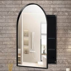 New in Box 24x36 Black Arched Bathroom Medicine Cabinet with Mirror Recessed Medicine Cabinet