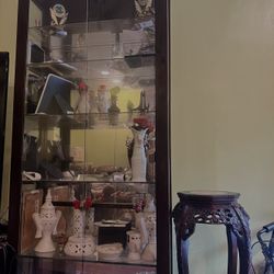 Matching Set of 2 Beautiful Tall Modern Glass Display Cabinets