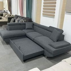 Brand New Gray Sleeper Sectional 🍀 Best Deal, Best Price 🍀 Sectional,  Living Room Set 