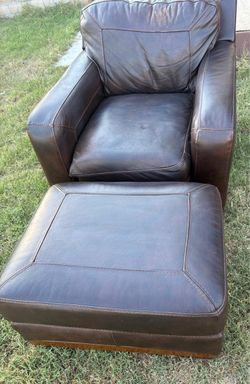 Leather chair and foot rest