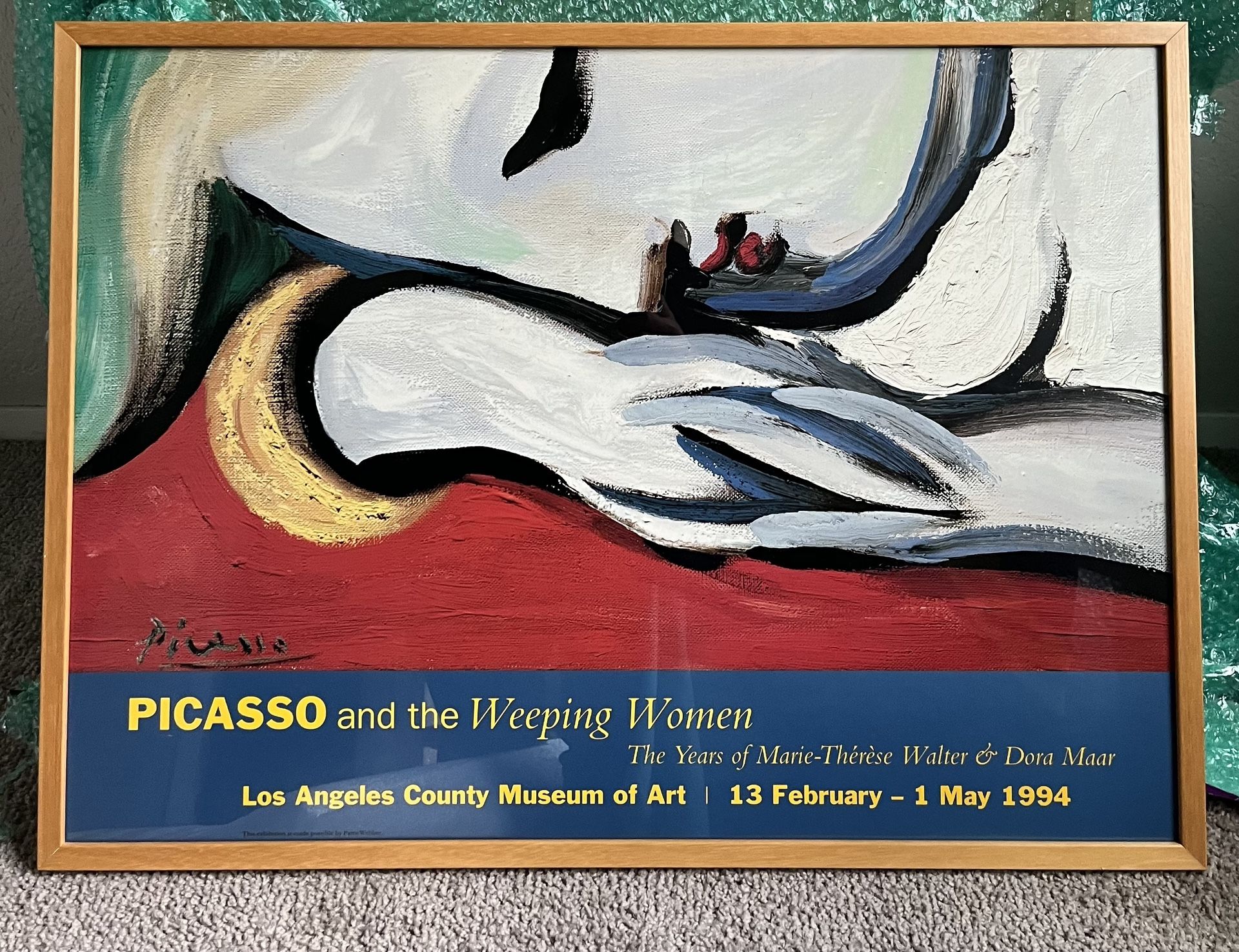 Framed Picasso Exhibition Poster – “Picasso and the Weeping Women” (1994 LACMA Show)