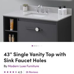 43” Bathroom Vanity - Carrara Color