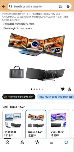 KEFEYA S2 Triple Screen Laptop Monitor Extender – Dual 14.2” FHD – Open Box
