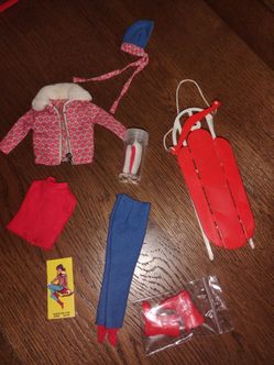 Vintage Barbie doll skipper "sledding fun" outfit complete