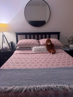 Black brown Wood Full Bed Frame ikea Hemnes