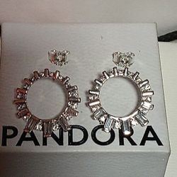 Pandora Authentic Brand New Sparkling Sterling Silver XL Glacial Beauty Drop Cz Stud Earrings 
