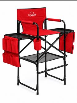 NEW OmySalon Upgraded 31" Height Tall Director Chair Folding Artist Makeup RED