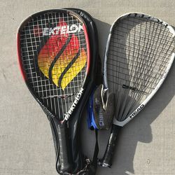 Two very high-end racquetball rackets for sale, Exelon, triple threat, and head mean streak