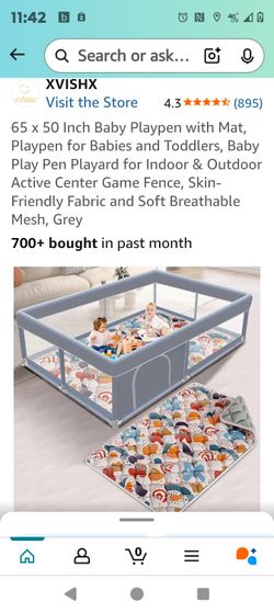 XVISHX 65 x 50 Inch Baby Playpen with Mat, Playpen for Babies and Toddlers, Baby Play Pen Playard for Indoor & Outdoor Active Center Game Fence, Skin-