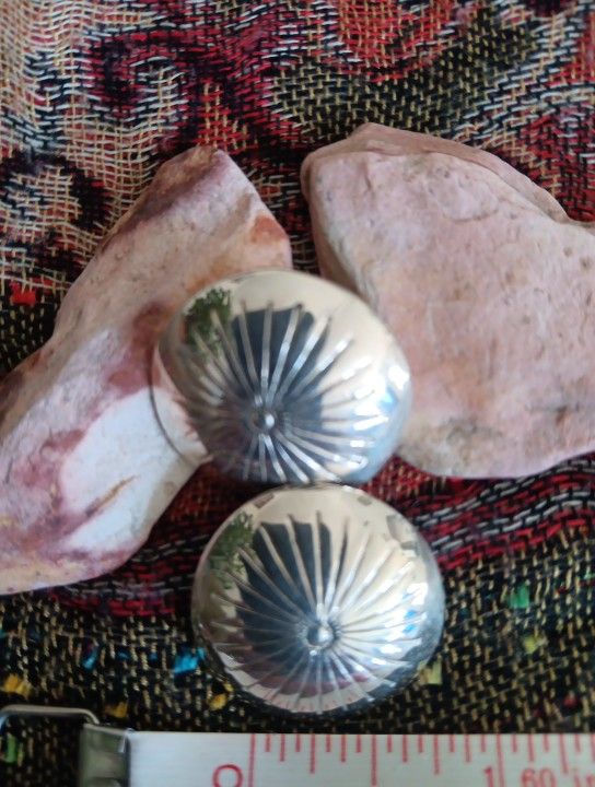 Navajo Sterling Silver Concha Post Earrings
