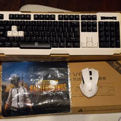 Black And White Wireless Keyboard W/ Mouse