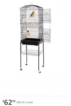 ZENY 63.4 Inch Bird Cage, Rolling Wrought Iron Parrot Cage with Side-Out Tray, Storage Shelf, Pet Bird House for Parrot Cockatiel Cockatoo Parakeet Ma