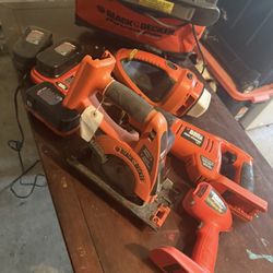 Black and Decker Firestorm Cordless Power Tools Including Saws and Saw Blades 
