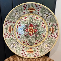 Mexican Handmade Talavera Plate. Autumn Colors. Thanksgiving Art Pottery Serving Dish 