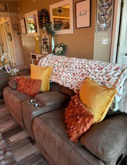 Floral Chunky Knit Throw Blanket