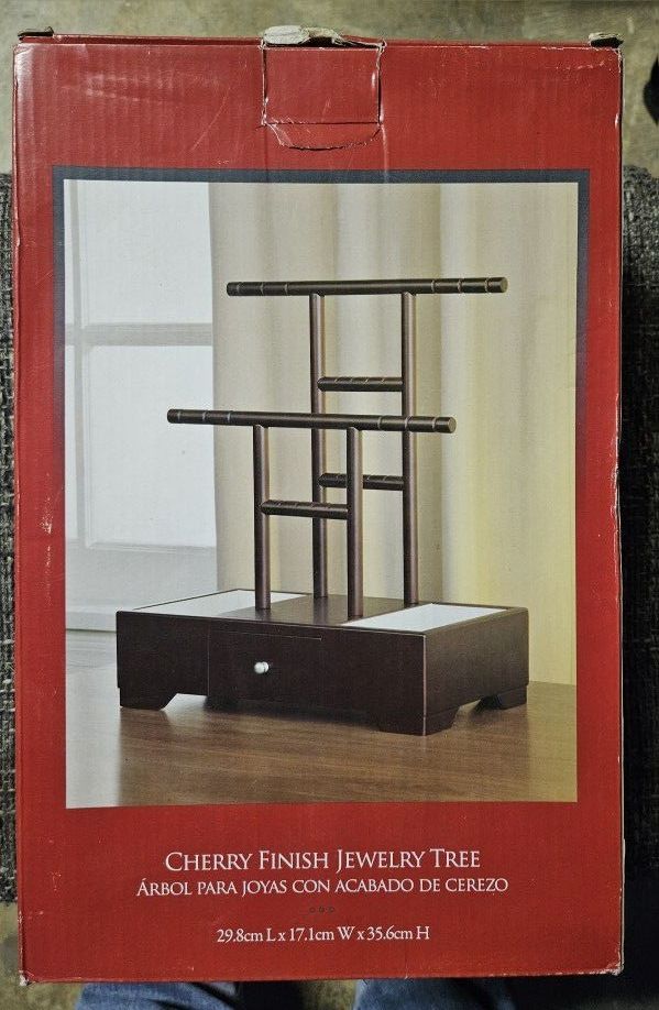 Cherry Finish Jewelry Tree