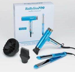 BaBylissPRO Nano Titanium Limited Edition Styling Set 1” Iron & Dryer NEW