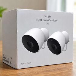 Google Nest Outdoor Smart Security Camera (Wired, 2nd Gen) 2-Pack - Snow