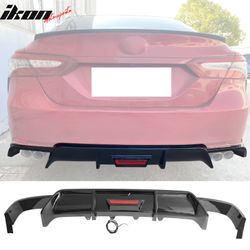 Fits 2018-2024 Toyota Camry SE XSE Rear Diffuser Lip W/LED Light Lamp - Gloss Black