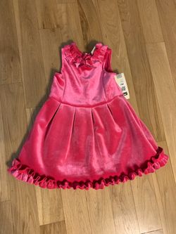 Genuine Kids Little Girls Hot Pink Velvet Dress Size 3T