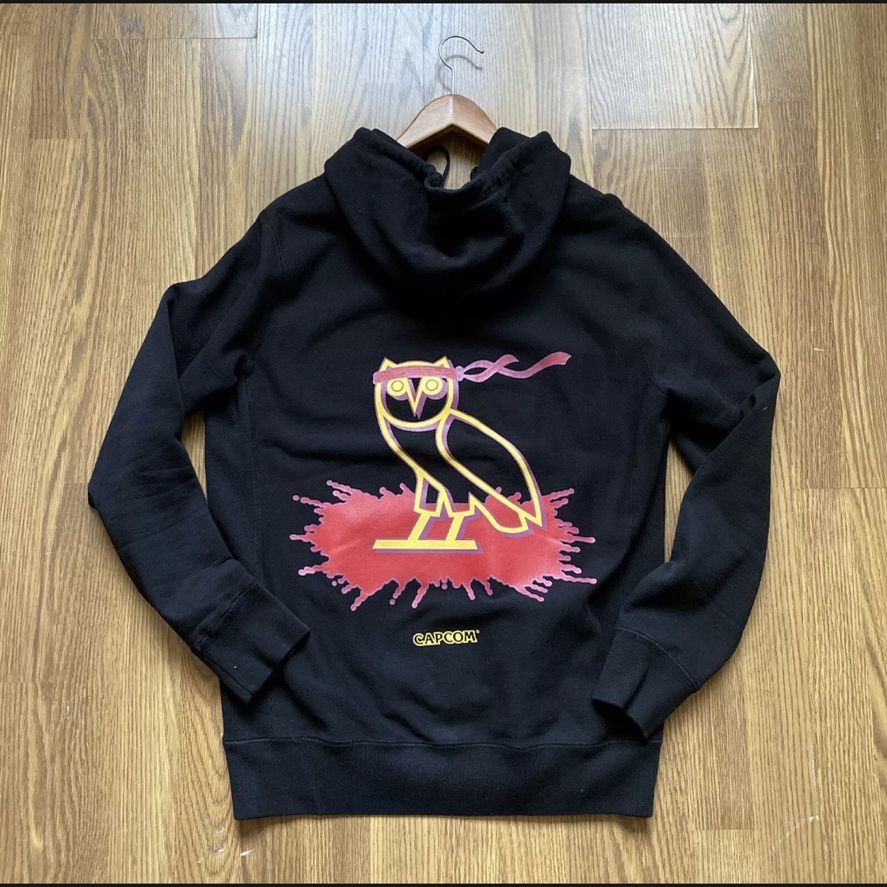 OVO X CAPCOM 2017 Back Owl Ninja Print Hoodie Size Medium Rare