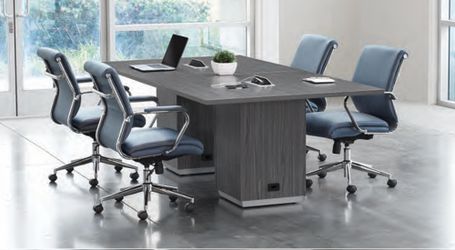 Conference Table Rectangular or Oval, Gray, White, Espresso With Power Ports
