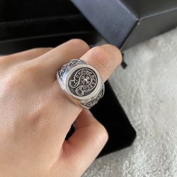  Horseshoe Flower Mens Sterling Silver Ring 