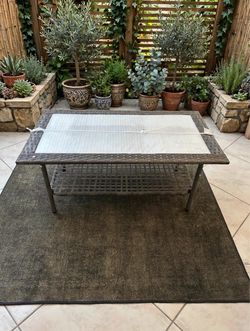 NEW WAYFAIR GREY GLASS PATIO TABLE