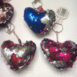 Sequin Heart Plush Keychains 25