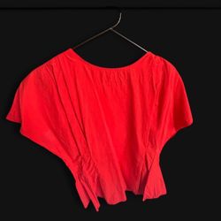 ZARA Red Cropped Short Sleeve Top