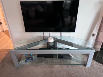 Silver and glass tv console
