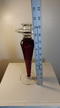 Hand blown glass art candle holder