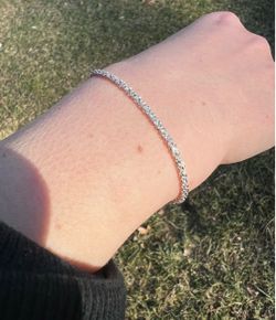 🔥 925 Sterling Silver & White Gold Mooncut Rope Bracelet