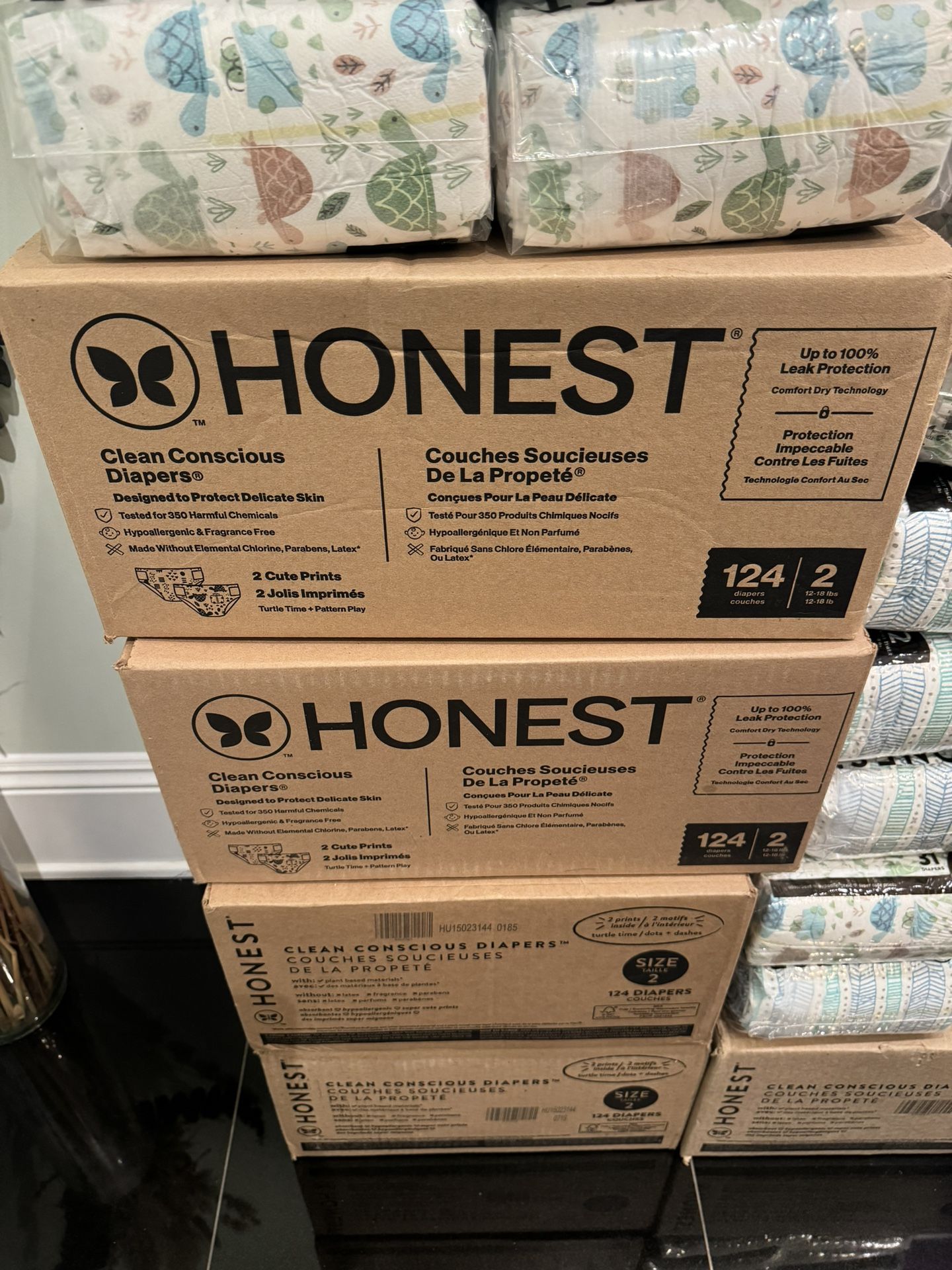 Honest Diapers Size 2 (12-18 Lbs.) 124 Count Per Box 