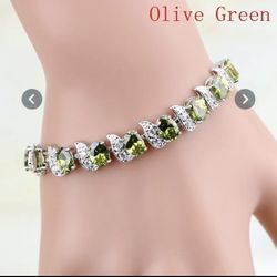 Green Peridot 925 Sterling Silver, 7 To 8 Inch Bracelet For Women
