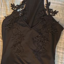 Black Flower Bodysuit 