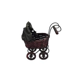Vintage Stroller Baby Doll Carriage Buggy, Victorian Style  Wicker Mini Toy
