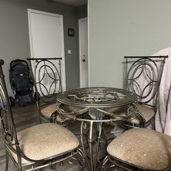 Dinning Room Set With Glass Table 