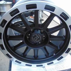 4 Brand New 22X10 Black Rhino Satin Black & Machined Rims 5X5.5 Dodge Ram 1500 -23MM Offset