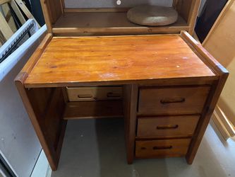 Student desk with overhead hutch and built in light. Wood and sturdy