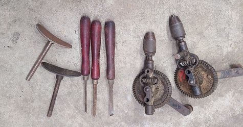 Vintage Drill And Chisels