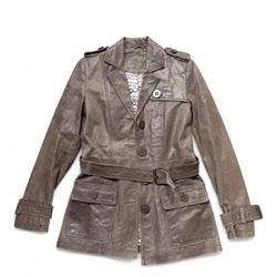 Y2K Brown Leather Trenchcoat