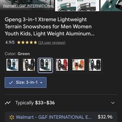 3 In 1 Xtreme Light Weight Terrain Snow Shoes With Pole’s 